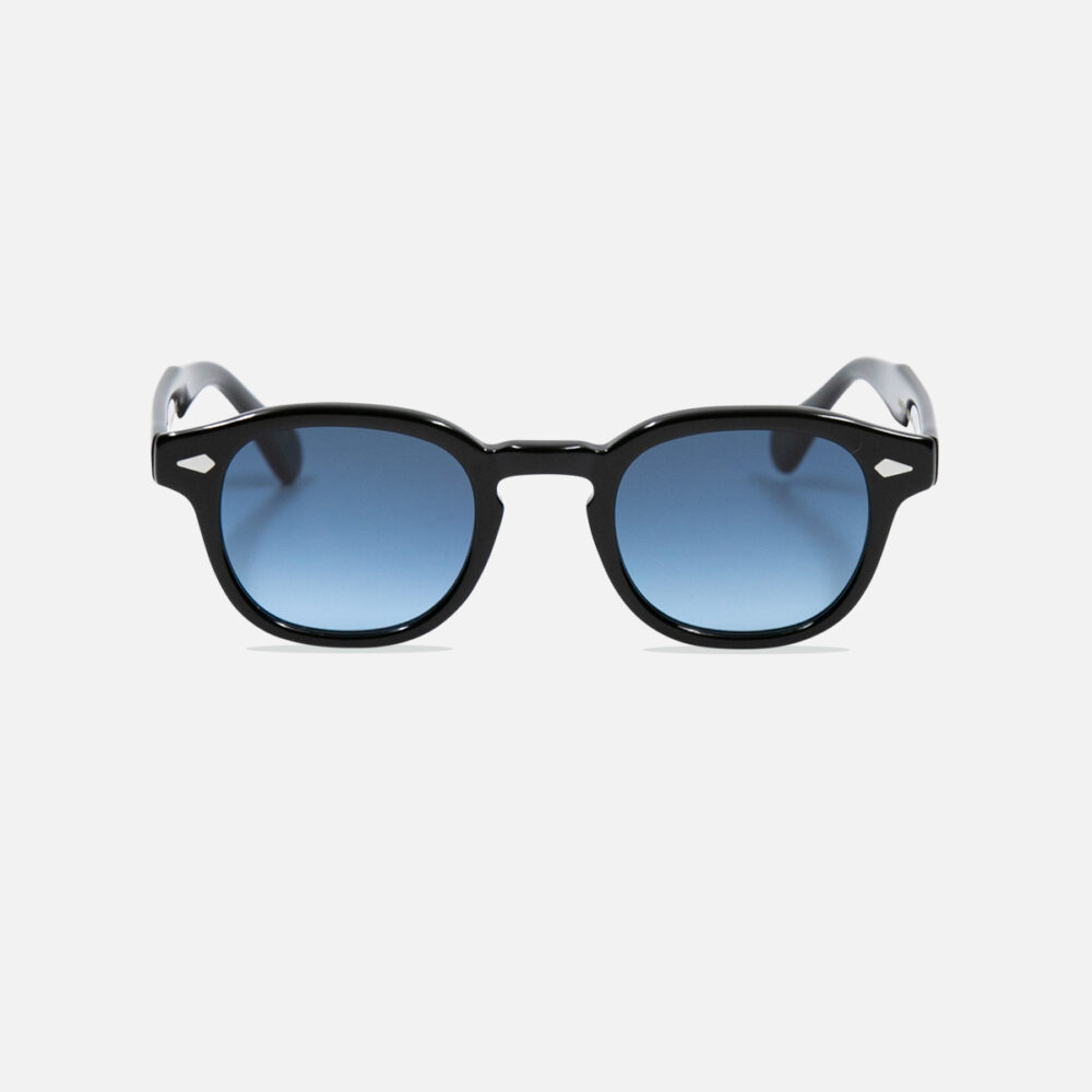 Lunettes Moscot Lemtosh Black with Custom Made Tints en Denim Blue taille 46 Moyenne.