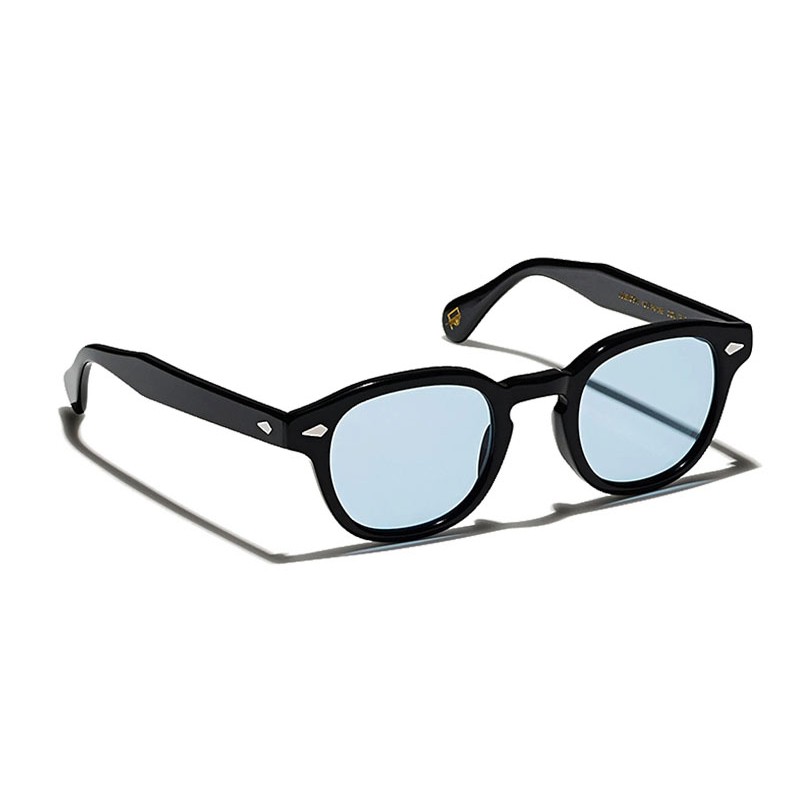 Lunettes Moscot Lemtosh Black with Custom Made Tints en Bel Air Blue taille 46 Moyenne.